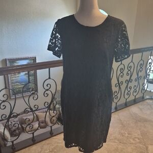 Ann Taylor Elegant Black Lace Mini Dress